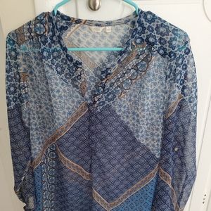 Blue Pattern Chemise Top